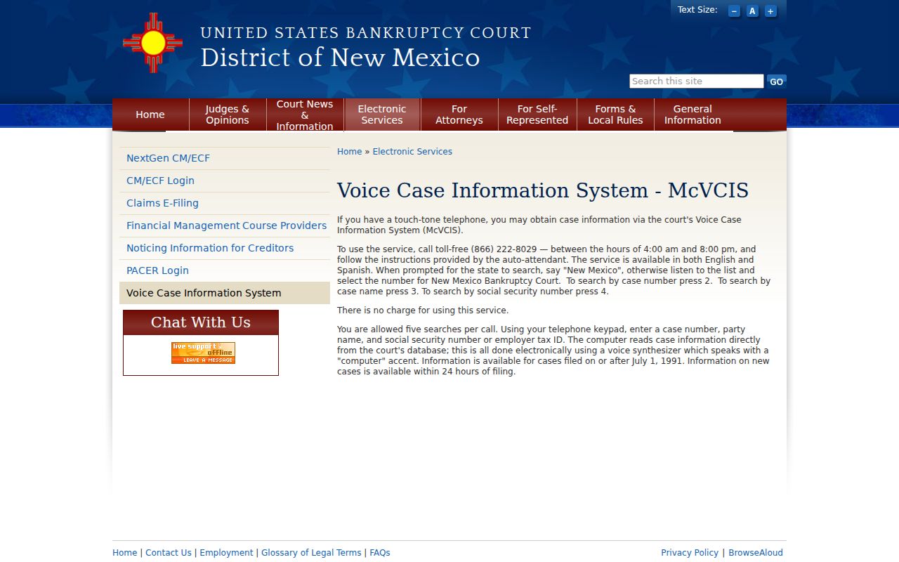 Sandoval County case search context for New Mexico bankruptcy case information