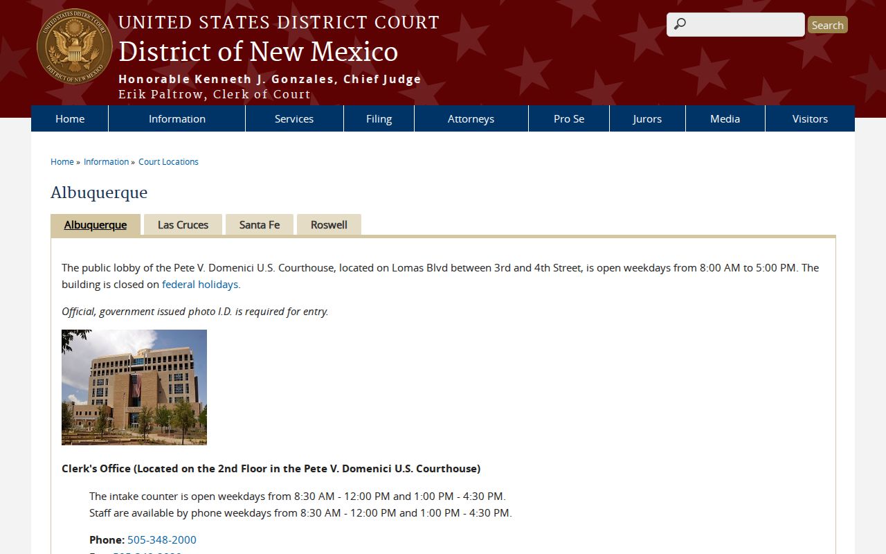 Sandoval County case search context for the federal district court public counter
