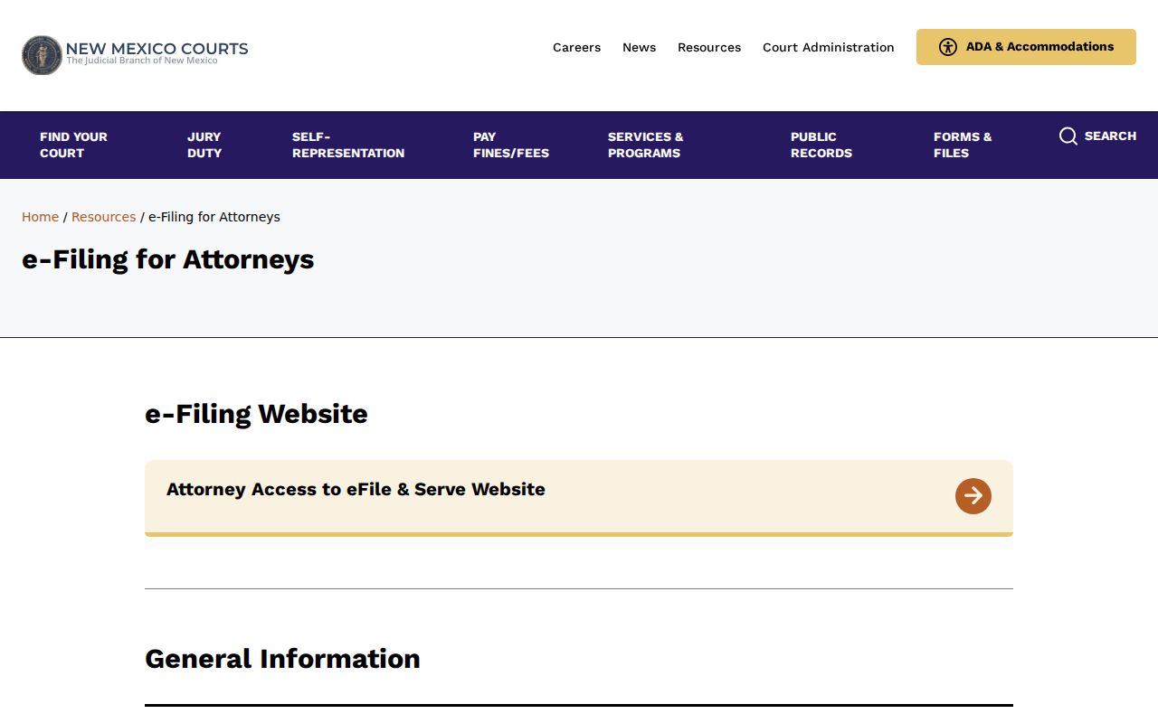 Sandoval County civil court docket filing context on the New Mexico civil e-filing page