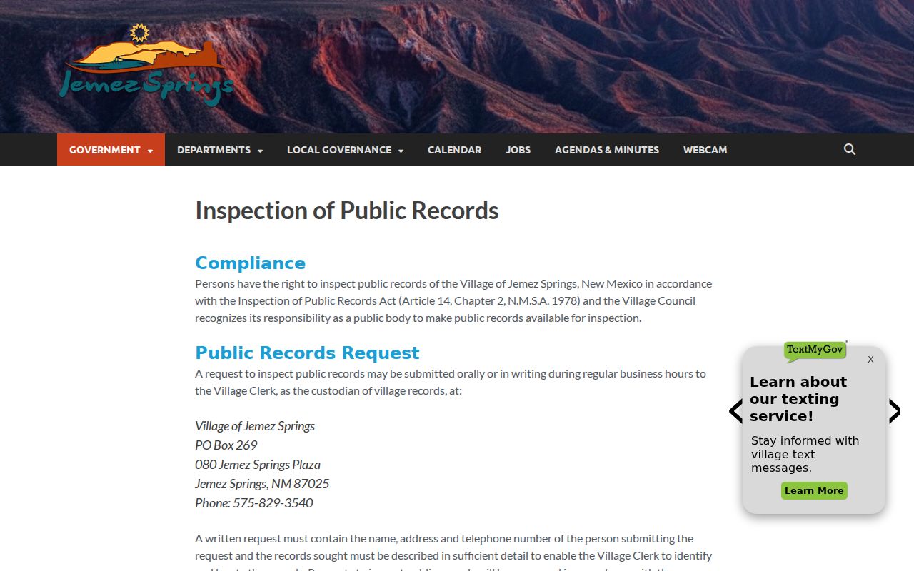 Sandoval County court records distinction for Jemez Springs village IPRA requests