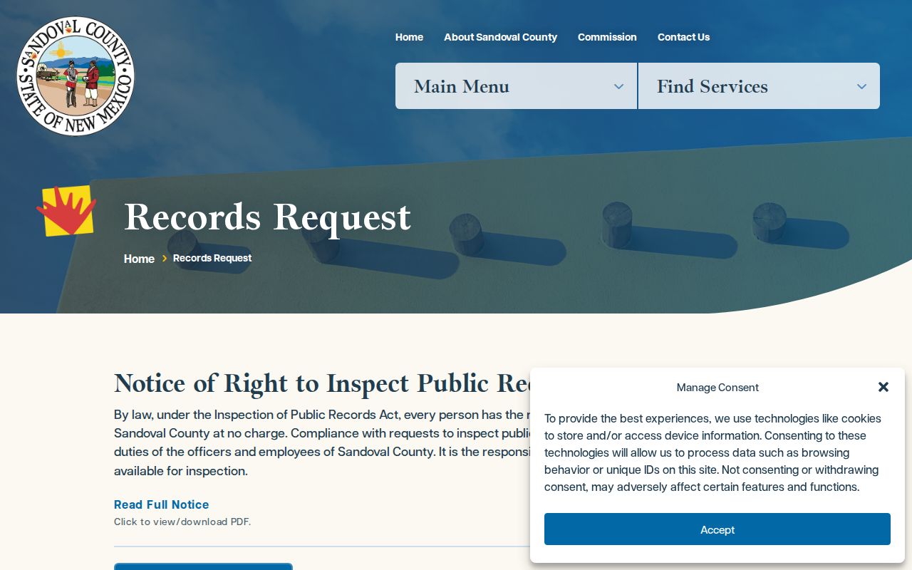 Sandoval County court records distinction from county government IPRA request route