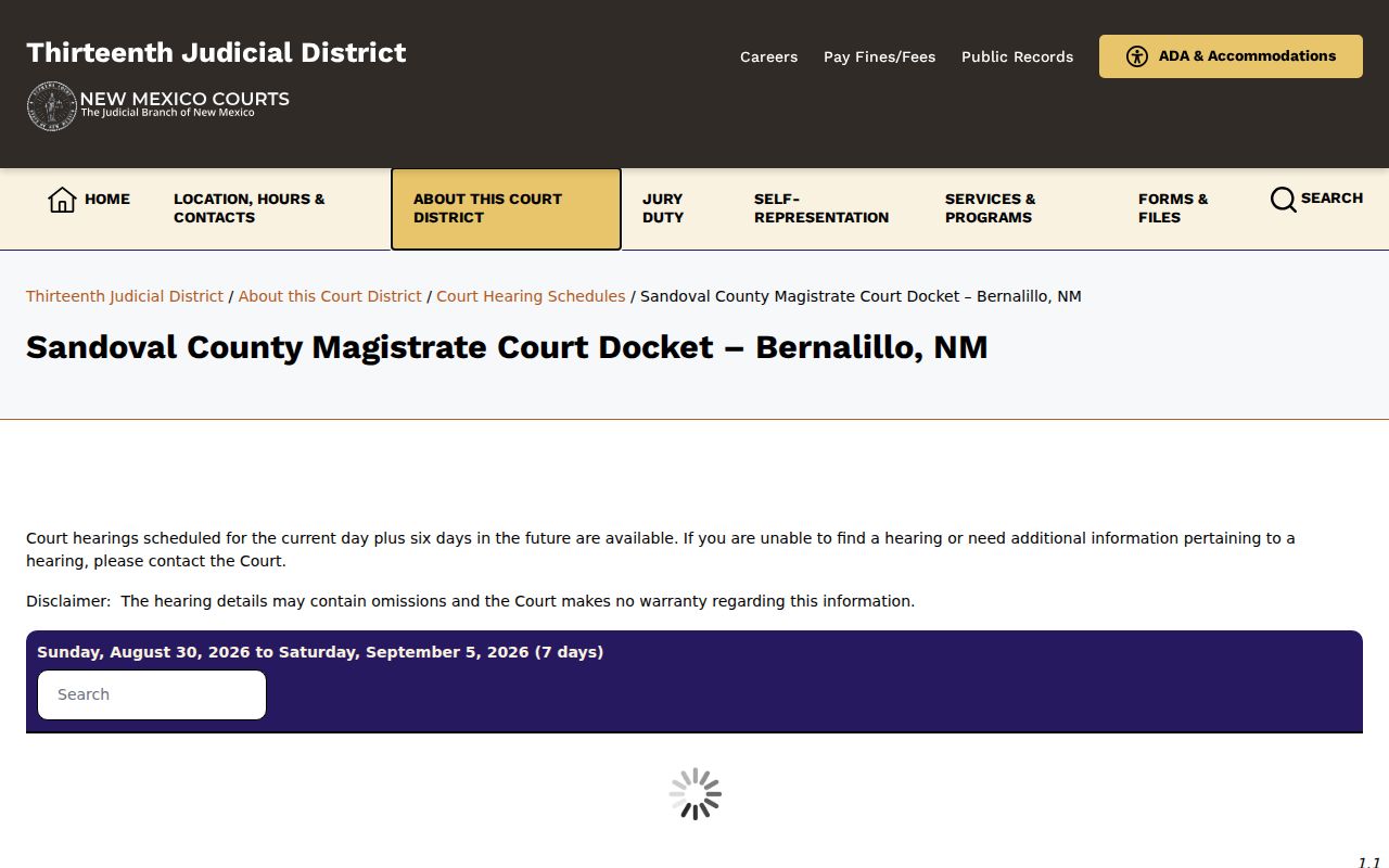 Sandoval County criminal court docket context for the Bernalillo Magistrate Court