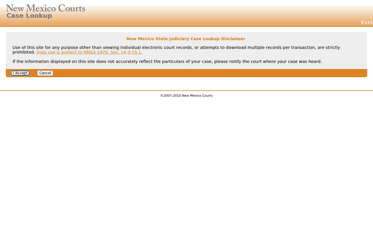 Sandoval County criminal court docket search context on New Mexico Case Lookup