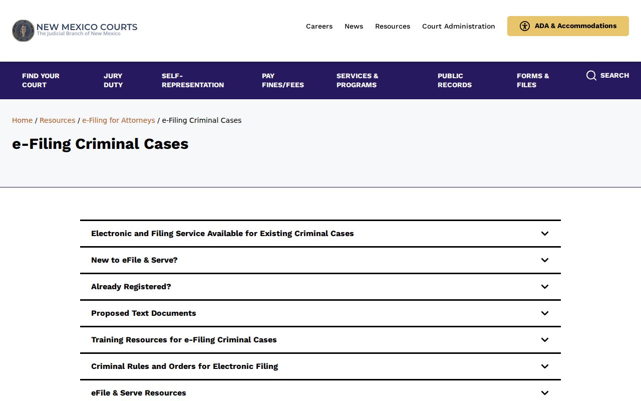 Sandoval County criminal court docket filing context on the New Mexico criminal e-filing page