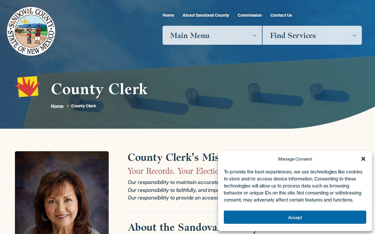 Sandoval County court records distinction between County Clerk and court docket clerk