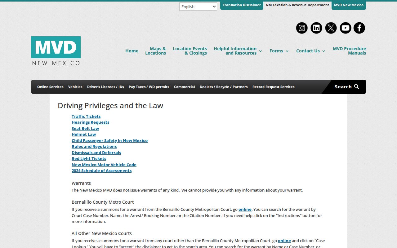 Sandoval County traffic court records distinction between MVD and court authority